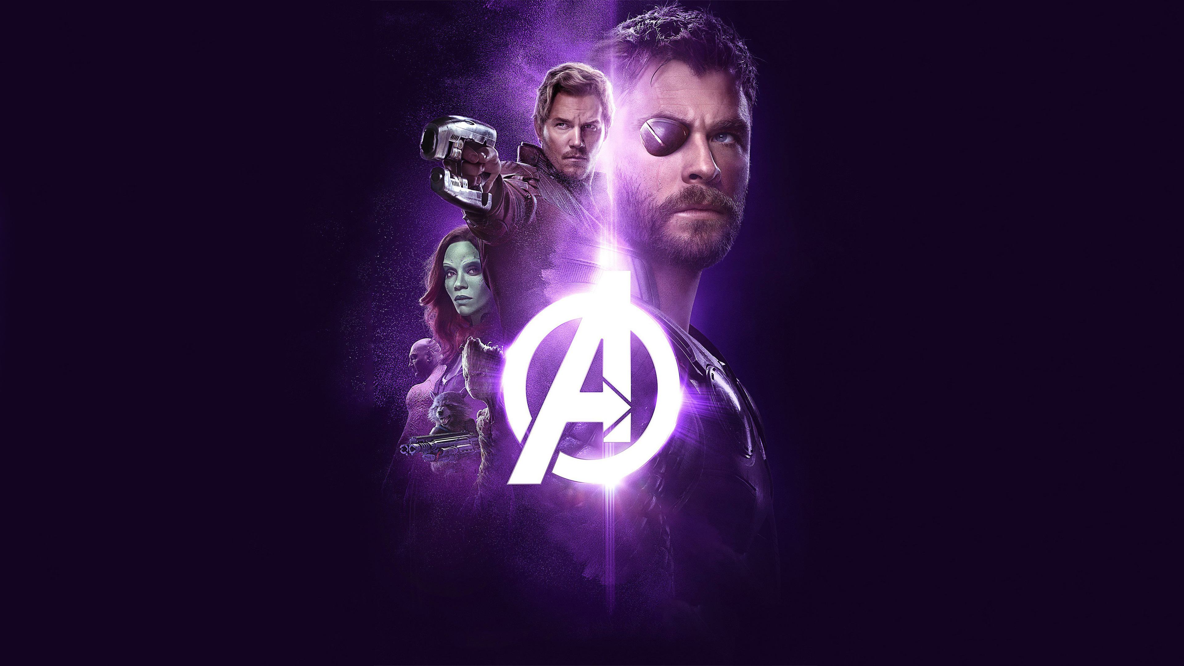 Avengers Infinity War Thor Groot Rocket Star Lord Gamora 4K138463658